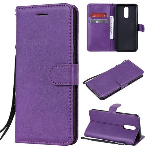 Retro Greek Classic Smooth PU Leather Wallet Phone Case for LG K40 (LG K12+, LG K12 Plus) - Purple