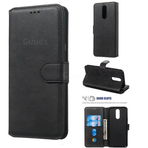 Retro Calf Matte Leather Wallet Phone Case for LG K40 (LG K12+, LG K12 Plus) - Black
