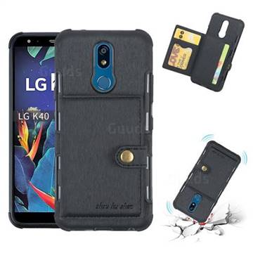 Brush Multi-function Leather Phone Case for LG K40 (LG K12+, LG K12 Plus) - Black