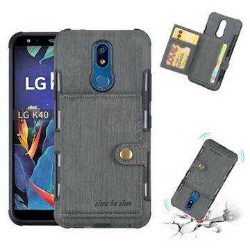 Brush Multi-function Leather Phone Case for LG K40 (LG K12+, LG K12 Plus) - Gray