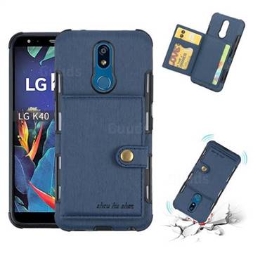 Brush Multi-function Leather Phone Case for LG K40 (LG K12+, LG K12 Plus) - Blue