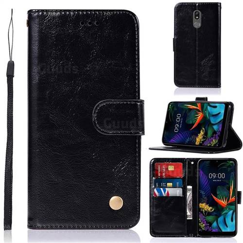 Luxury Retro Leather Wallet Case for LG K40 (LG K12+, LG K12 Plus) - Black