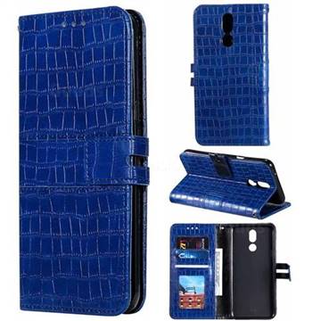Luxury Crocodile Magnetic Leather Wallet Phone Case for LG K40 (LG K12+, LG K12 Plus) - Blue