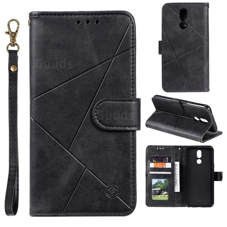 Embossing Geometric Leather Wallet Case for LG K40 (LG K12+, LG K12 Plus) - Black