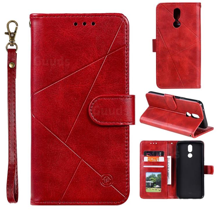 Embossing Geometric Leather Wallet Case for LG K40 (LG K12+, LG K12 Plus) - Red