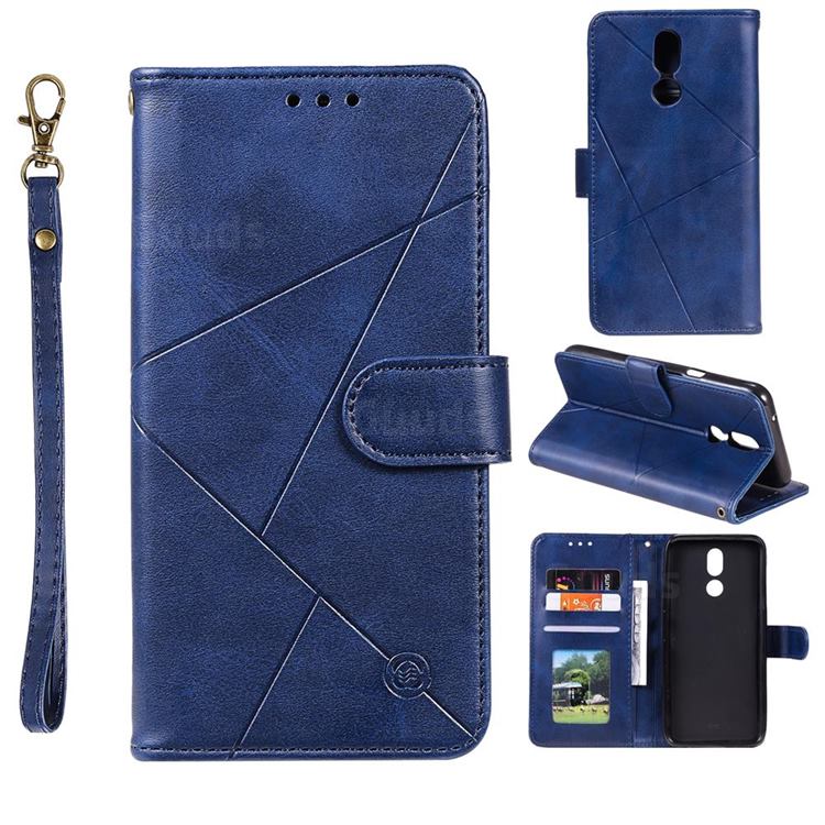 Embossing Geometric Leather Wallet Case for LG K40 (LG K12+, LG K12 Plus) - Blue