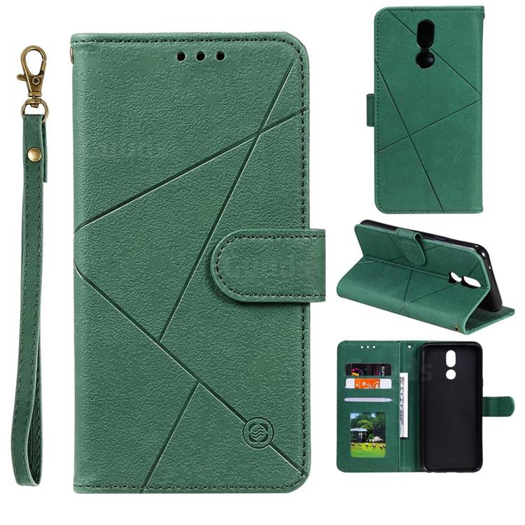 Embossing Geometric Leather Wallet Case for LG K40 (LG K12+, LG K12 Plus) - Green