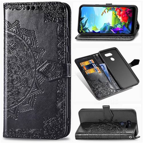 Embossing Imprint Mandala Flower Leather Wallet Case for LG K40S - Black