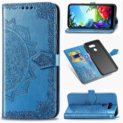 Embossing Imprint Mandala Flower Leather Wallet Case for LG K40S - Blue