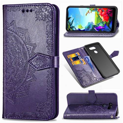 Embossing Imprint Mandala Flower Leather Wallet Case for LG K40S - Purple