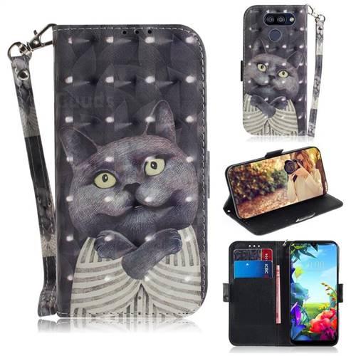 Cat Embrace 3D Painted Leather Wallet Phone Case for LG K40S