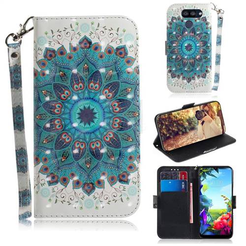 Peacock Mandala 3D Painted Leather Wallet Phone Case for LG K40S
