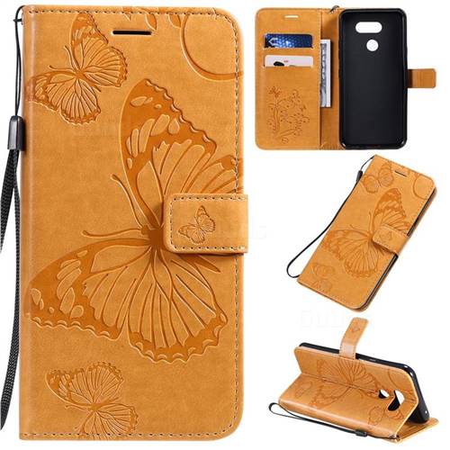Embossing 3D Butterfly Leather Wallet Case for LG K40S - Yellow