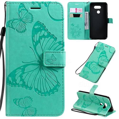 Embossing 3D Butterfly Leather Wallet Case for LG K40S - Green