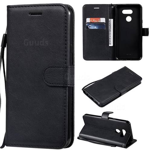 Retro Greek Classic Smooth PU Leather Wallet Phone Case for LG K40S - Black