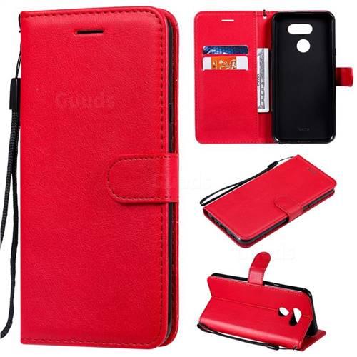 Retro Greek Classic Smooth PU Leather Wallet Phone Case for LG K40S - Red