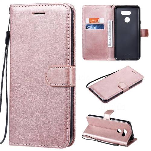 Retro Greek Classic Smooth PU Leather Wallet Phone Case for LG K40S - Rose Gold