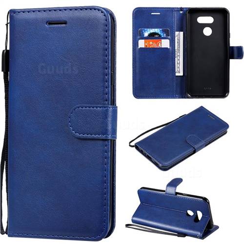 Retro Greek Classic Smooth PU Leather Wallet Phone Case for LG K40S - Blue