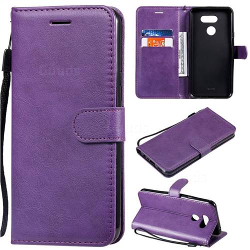 Retro Greek Classic Smooth PU Leather Wallet Phone Case for LG K40S - Purple