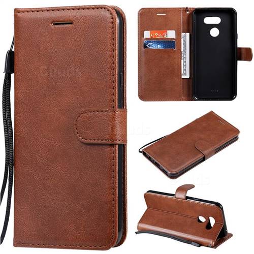 Retro Greek Classic Smooth PU Leather Wallet Phone Case for LG K40S - Brown