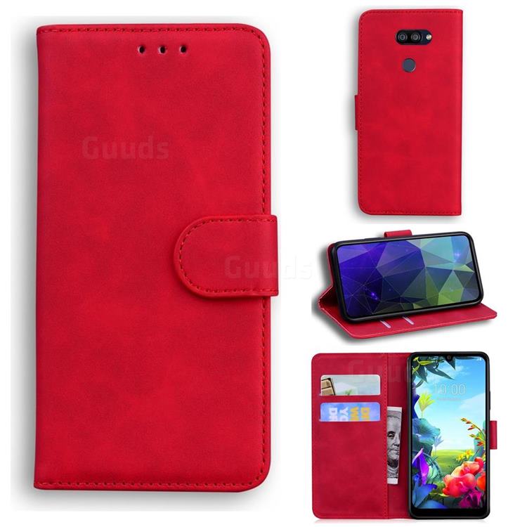 Retro Classic Skin Feel Leather Wallet Phone Case for LG K40S - Red
