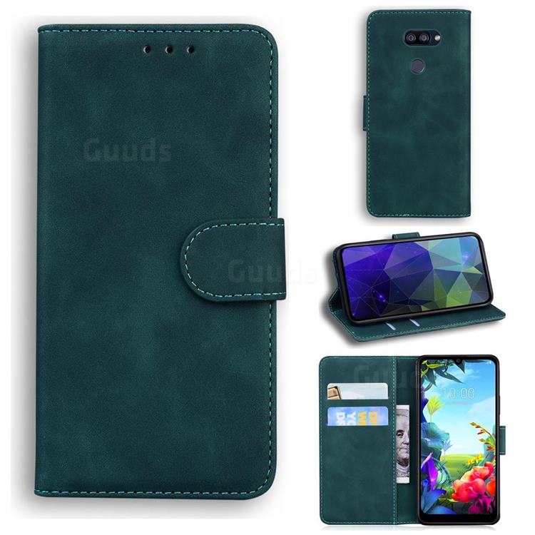 Retro Classic Skin Feel Leather Wallet Phone Case for LG K40S - Green
