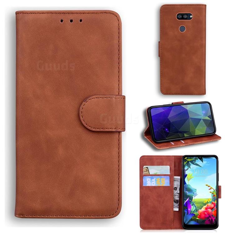Retro Classic Skin Feel Leather Wallet Phone Case for LG K40S - Brown