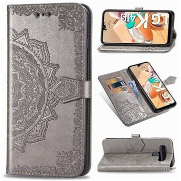 Embossing Imprint Mandala Flower Leather Wallet Case for LG K41S - Gray