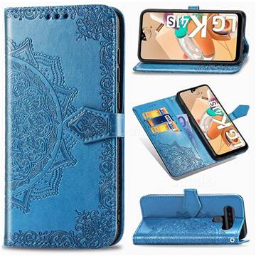 Embossing Imprint Mandala Flower Leather Wallet Case for LG K41S - Blue