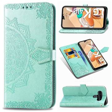 Embossing Imprint Mandala Flower Leather Wallet Case for LG K41S - Green