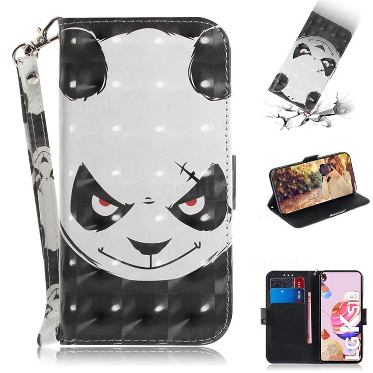 Angry Bear 3D Painted Leather Wallet Phone Case for LG K41S