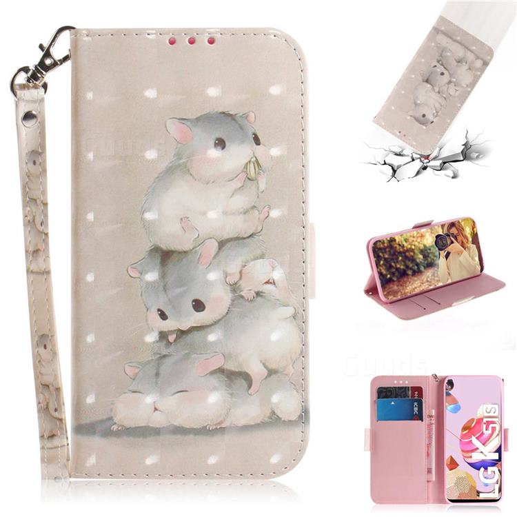 Three Squirrels 3D Painted Leather Wallet Phone Case for LG K41S