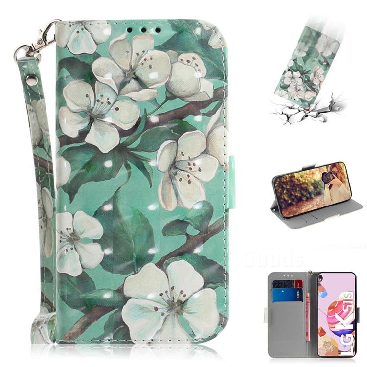 Watercolor Flower 3D Painted Leather Wallet Phone Case for LG K41S