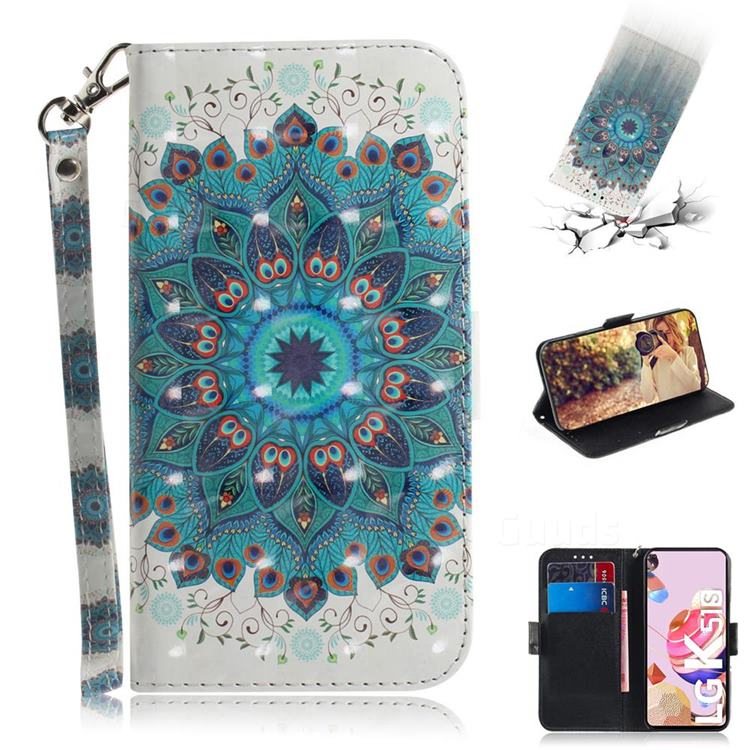 Peacock Mandala 3D Painted Leather Wallet Phone Case for LG K41S