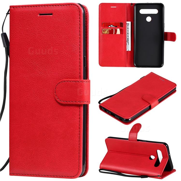 Retro Greek Classic Smooth PU Leather Wallet Phone Case for LG K41S - Red