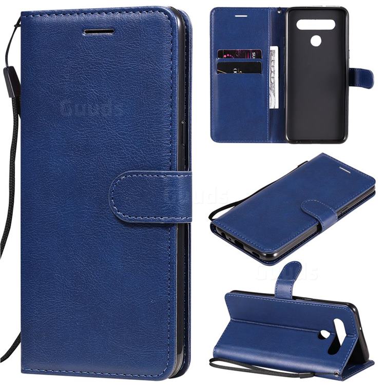 Retro Greek Classic Smooth PU Leather Wallet Phone Case for LG K41S - Blue