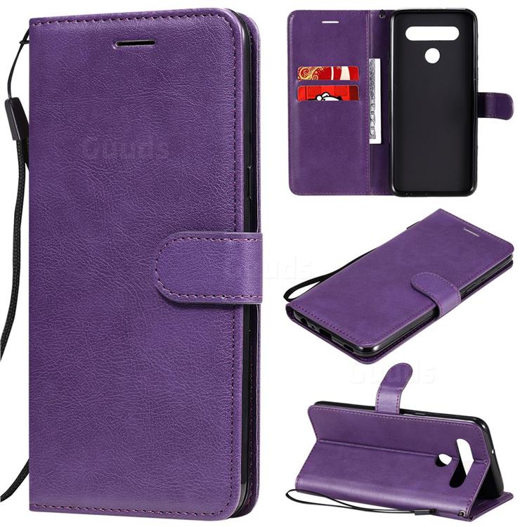 Retro Greek Classic Smooth PU Leather Wallet Phone Case for LG K41S - Purple