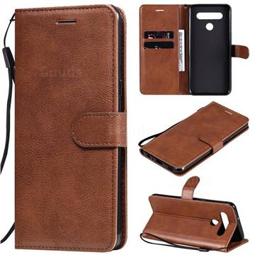 Retro Greek Classic Smooth PU Leather Wallet Phone Case for LG K41S - Brown