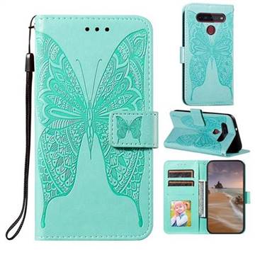 Intricate Embossing Vivid Butterfly Leather Wallet Case for LG K41S - Green