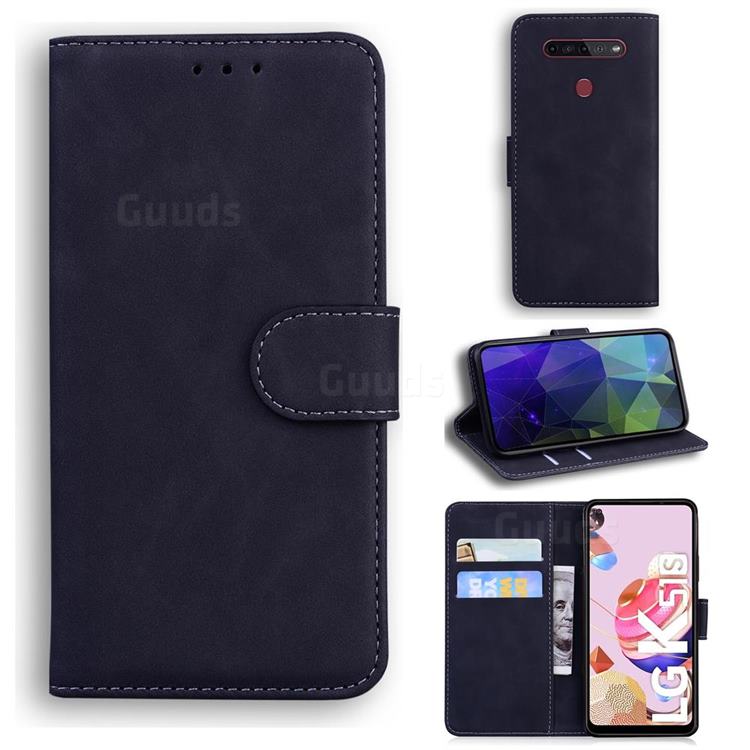 Retro Classic Skin Feel Leather Wallet Phone Case for LG K41S - Black
