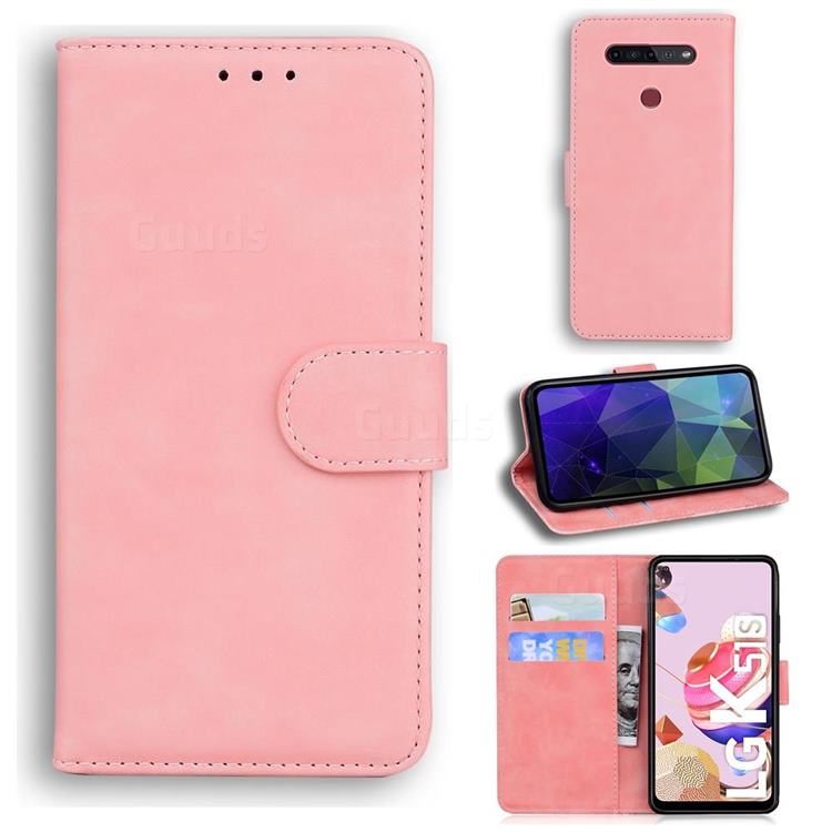 Retro Classic Skin Feel Leather Wallet Phone Case for LG K41S - Pink