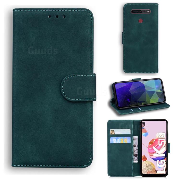 Retro Classic Skin Feel Leather Wallet Phone Case for LG K41S - Green