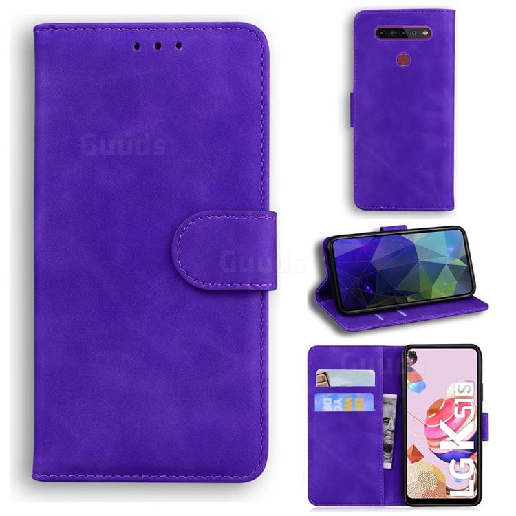 Retro Classic Skin Feel Leather Wallet Phone Case for LG K41S - Purple