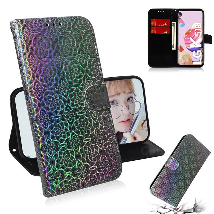 Laser Circle Shining Leather Wallet Phone Case for LG K41S - Silver
