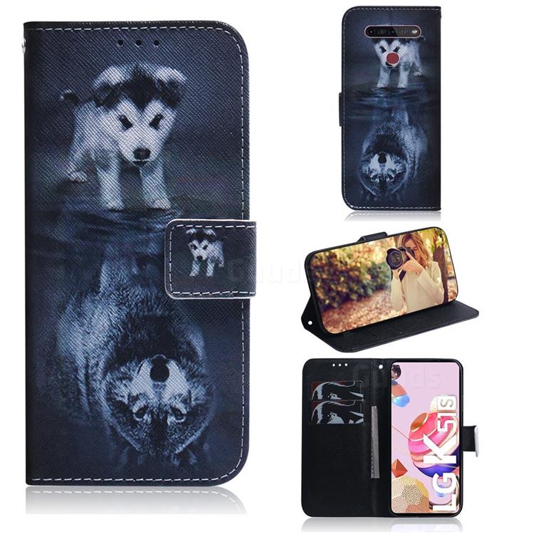 Wolf and Dog PU Leather Wallet Case for LG K41S