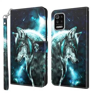 Snow Wolf 3D Painted Leather Wallet Case for LG K42