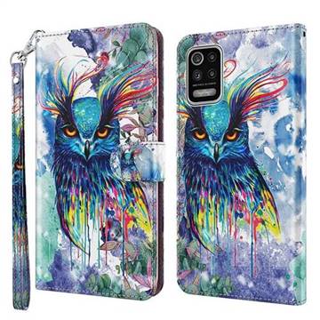 Watercolor Owl 3D Painted Leather Wallet Case for LG K42