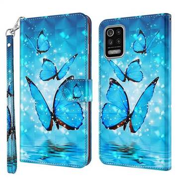 Blue Sea Butterflies 3D Painted Leather Wallet Case for LG K42