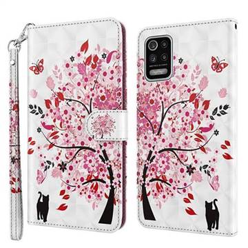 Tree and Cat 3D Painted Leather Wallet Case for LG K42