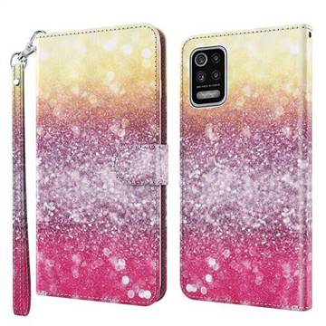 Gradient Rainbow 3D Painted Leather Wallet Case for LG K42